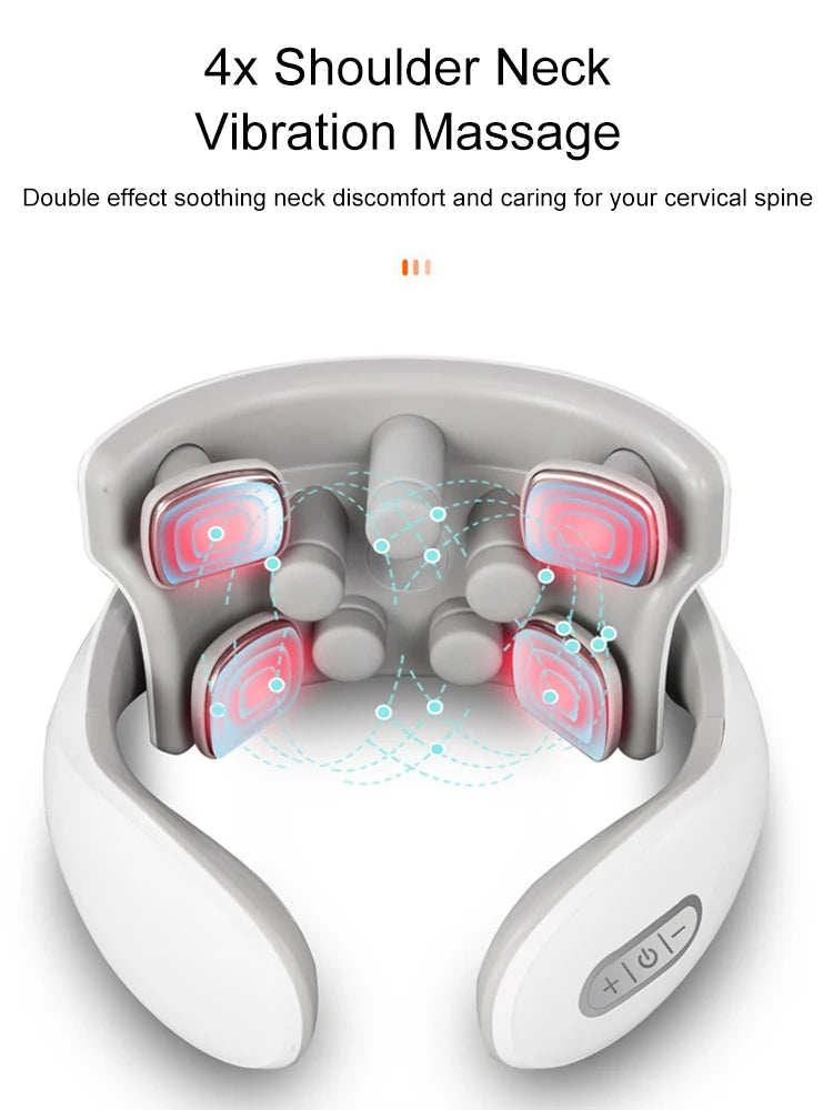 4 Head USB Rechargeable Heated Neck Massager