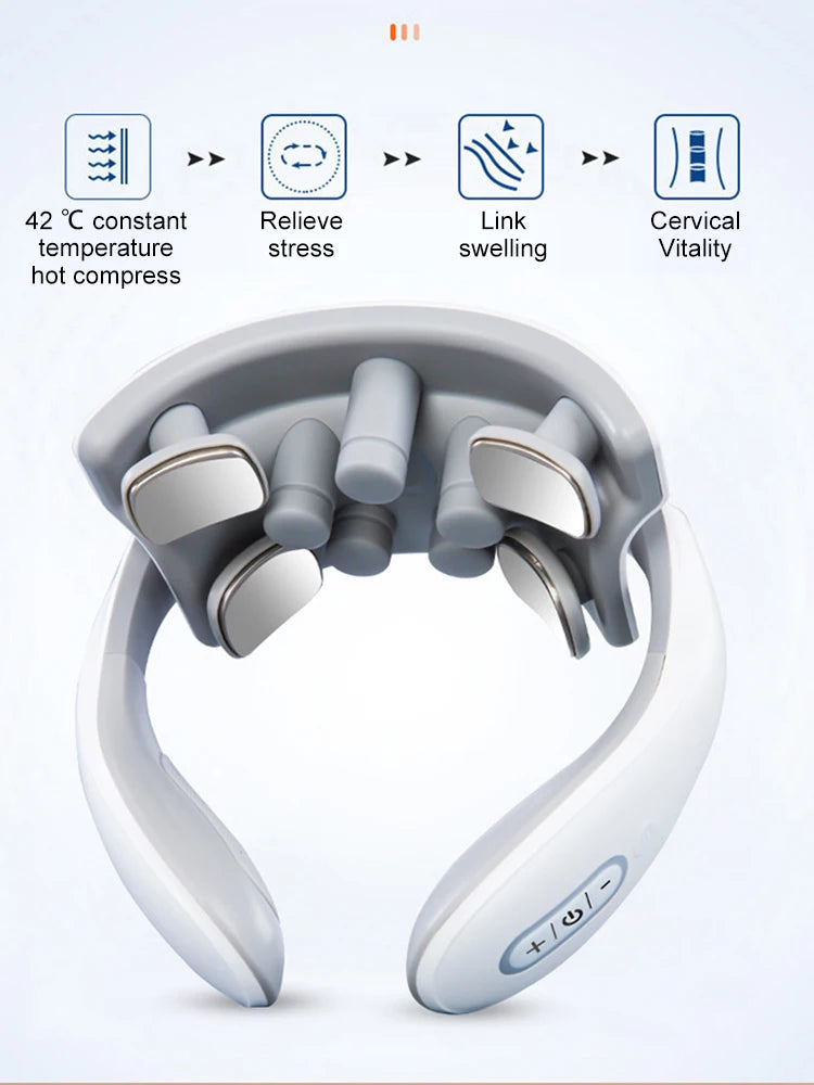 4 Head USB Rechargeable Heated Neck Massager