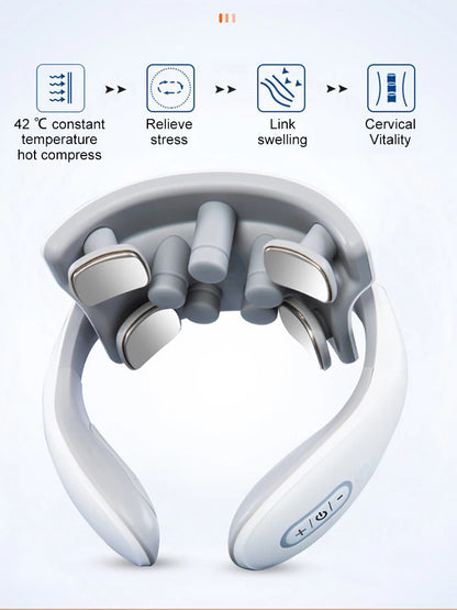 4 Head USB Rechargeable Heated Neck Massager